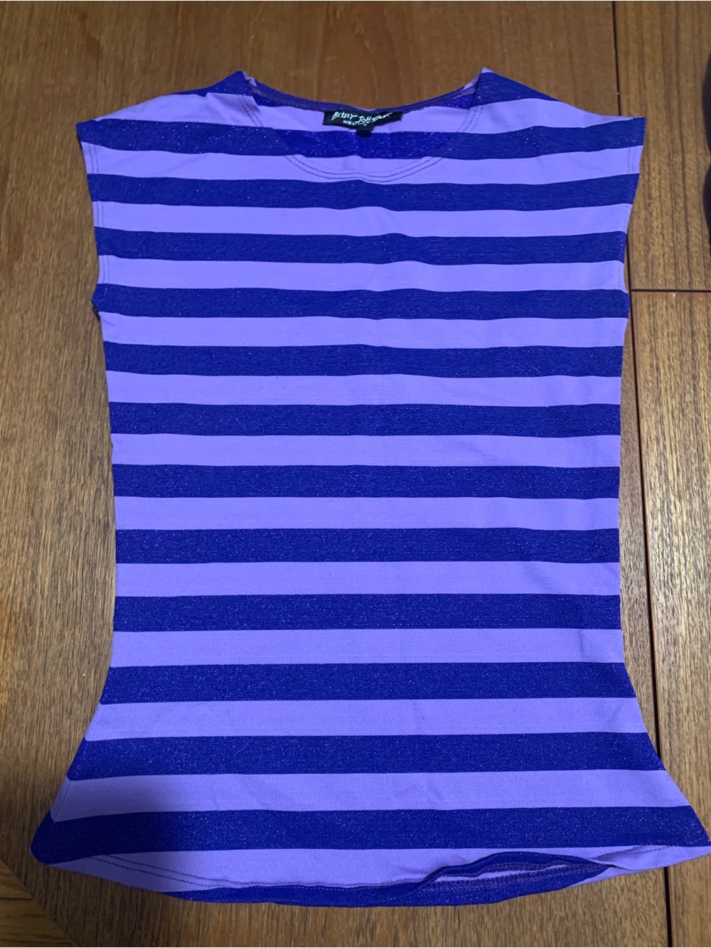 Betsey Johnson Purple Striped Glitter Tank